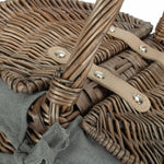 Wicker Small Antique Wash Double Lidded Oval Picnic Basket | Gray