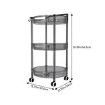 3-tier Multifunction Floor-standing Plastic Round Storage Cart Organizer Rack
