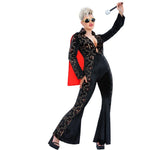Elvis Black Rhinestone Ladies Jumpsuit | Medium