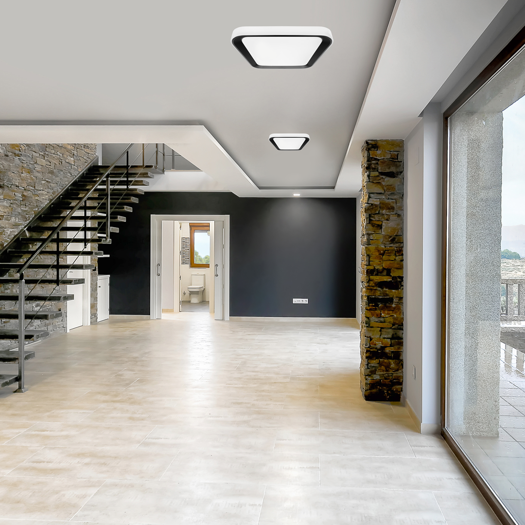Quadro Led Ceiling Lamp 40cm Stylish Modern Powerful Economical Full Remote Control | Black
