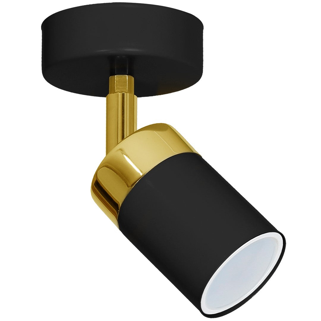 Joker Hand Made Ceiling Lamp In Matt Black With Luxurious Gold Detail Featuring Minmalistic Slender Cylinder Shades