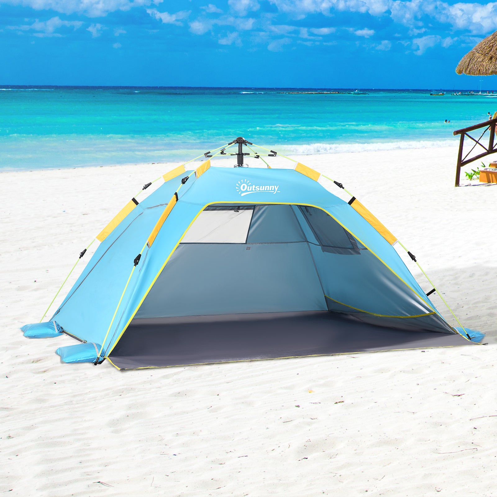 2 Man Pop-up Beach Tent Sun Shade Shelter Hut W/windows,door | Blue