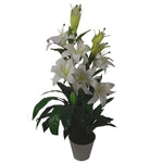Artificial 90cm Lily Stargazer Style Lillies Plant Large Flowers Pink