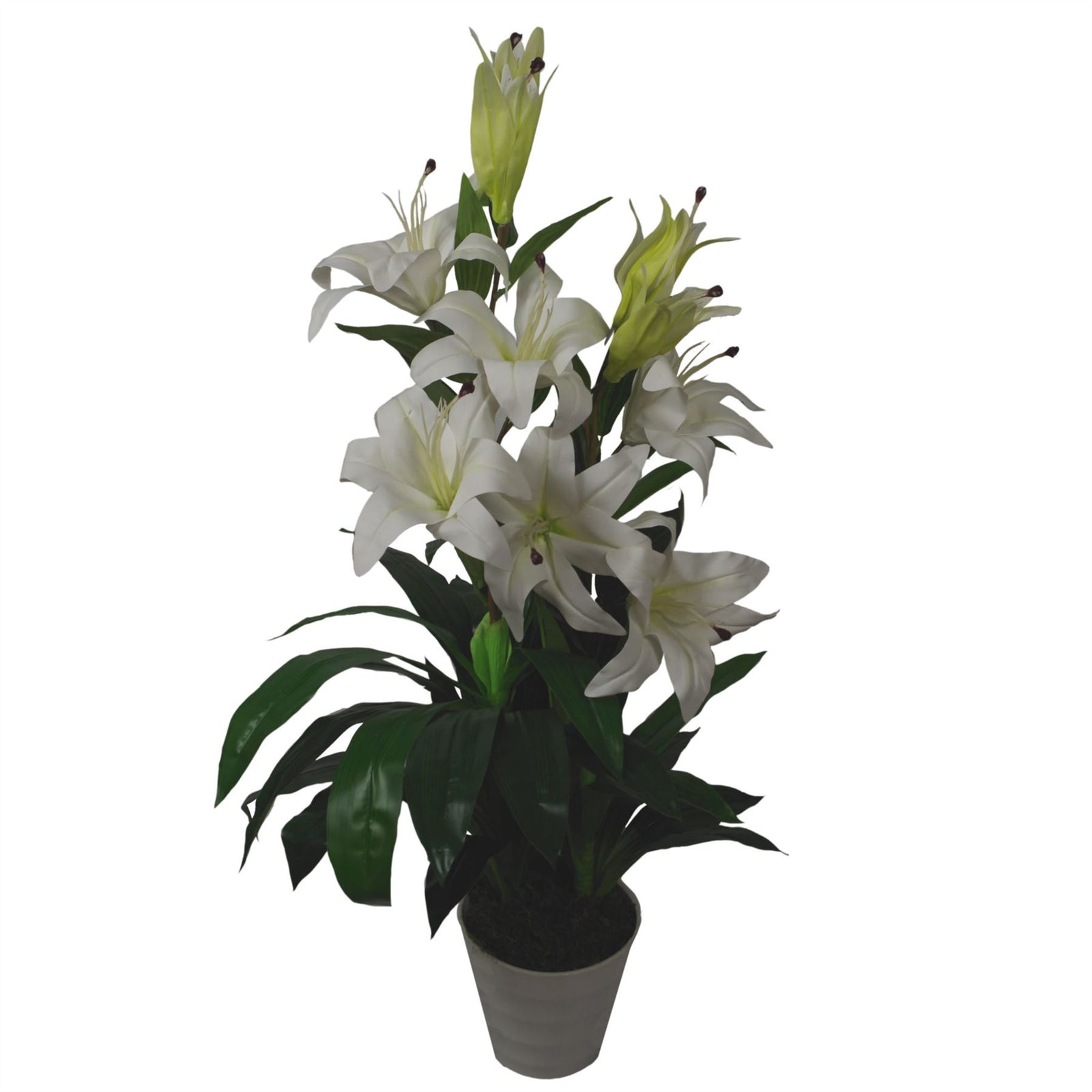 Artificial 90cm Lily Stargazer Style Lillies Plant Large Flowers Pink