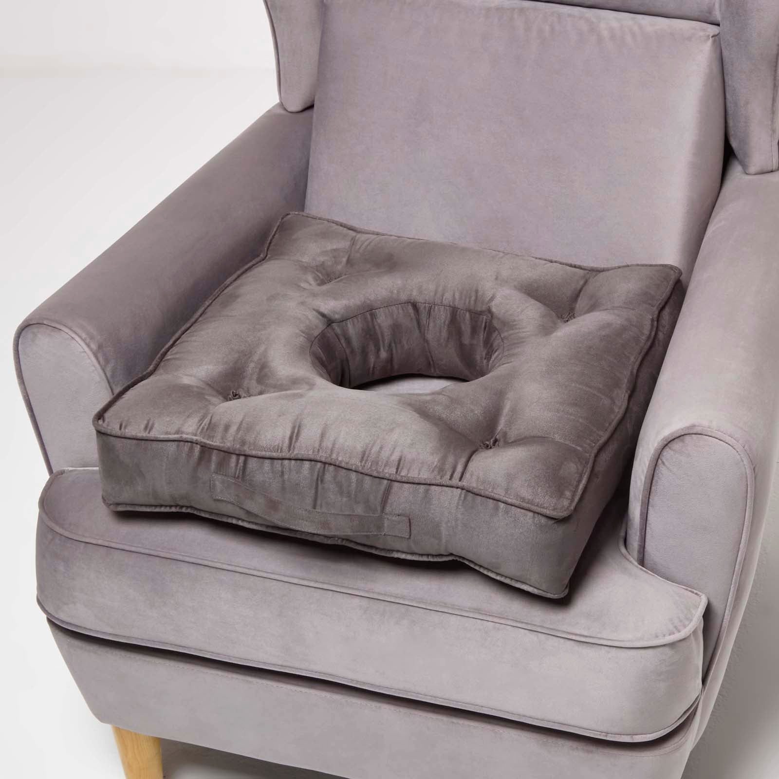 Faux Suede Coccyx Armchair Cushion | 50cm x 50cm | Grey