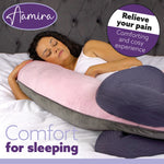 C Shaped Pregnancy Pillow, 140x65x20cm Shredded Memory Foam Full Body Maternity Cushion For Sleeping | C Shape | Pink