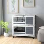 Double Deckers Indoor Rabbit Hutch W/ Feeding Trough, Slide-out Trays