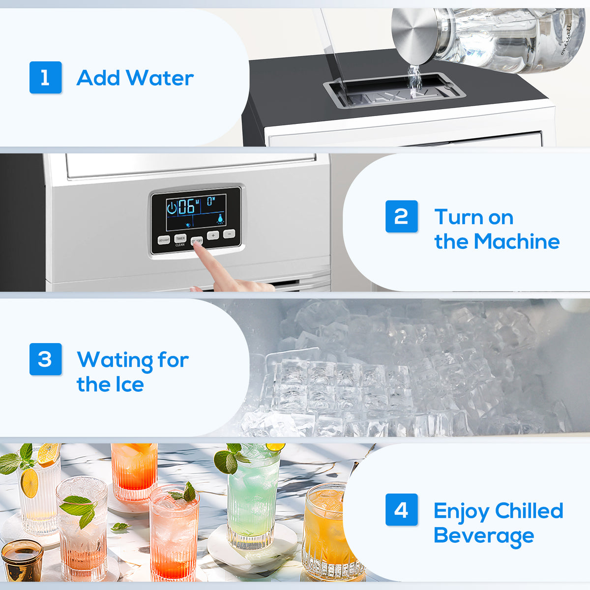 HOMCOM Commercial Ice Maker With 4kg Ice Storage For Home Restaurant