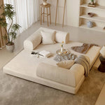 Corduroy Sofa Bed With Sliding Frame | High-resilience Foam Convertible Sleeper Sofa | Small | Beige