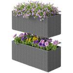 Set Of 2 Hanging Flower Boxes, 50 Cm Long, Rattan Look