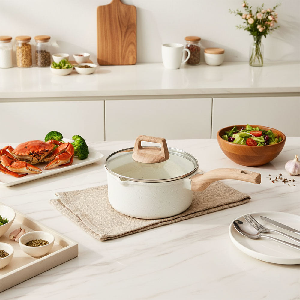 7pcs Nonstick Cookware Set | Cream