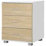 HOMCOM Bedside Table With 3 Drawers, Modern Nightstand, End Table