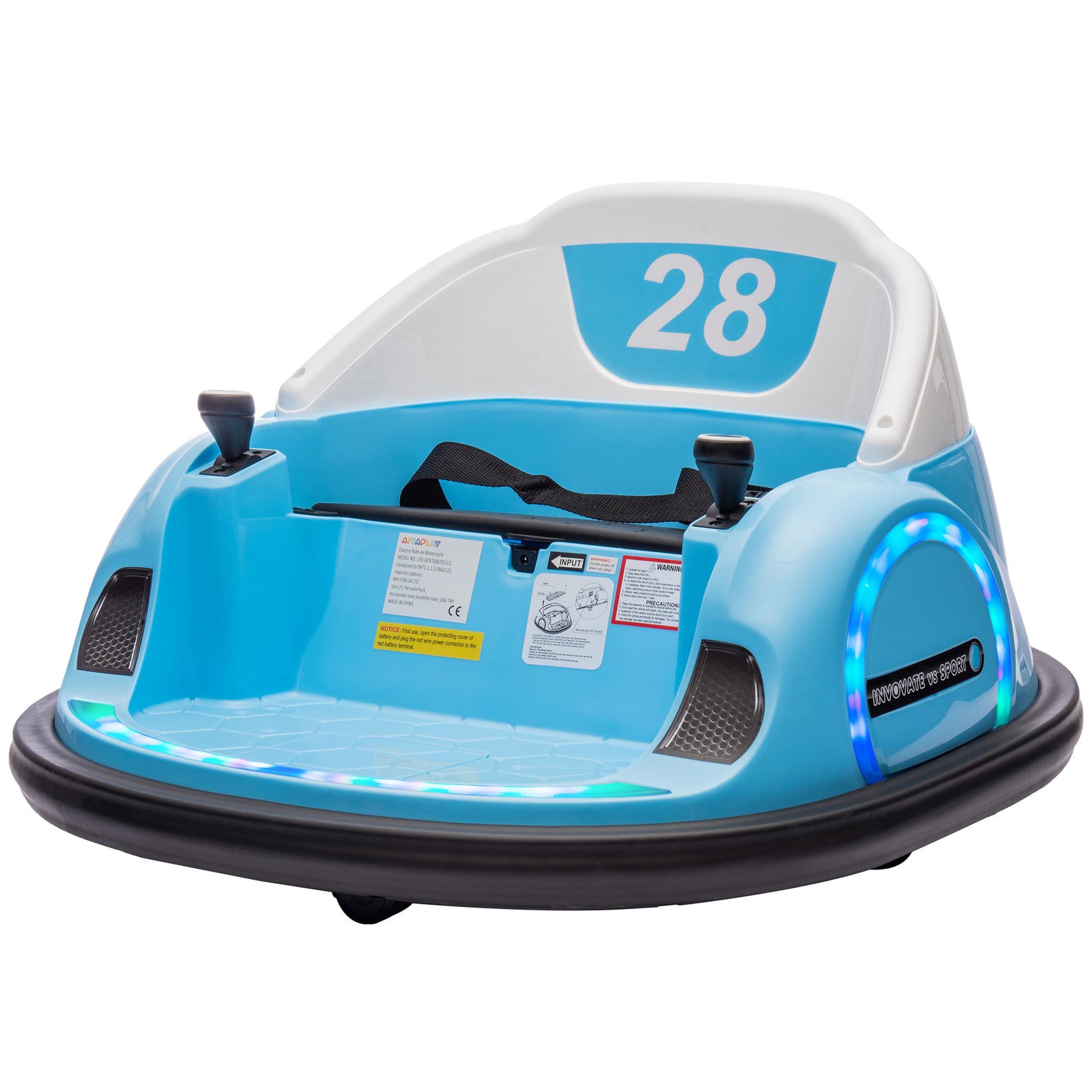 360° Rotation 12v Kids Bumper Car W/ Remote Control | Blue
