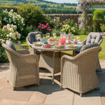 Sicilia Rattan 4 Seat Dining Set | Sandy Oak