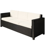 Rattan Garden Furniture Weave Wicker 3-seater Sofa W/cushion | Black