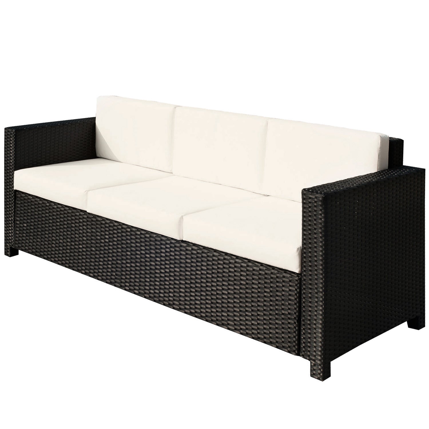 Rattan Garden Furniture Weave Wicker 3-seater Sofa W/cushion | Black