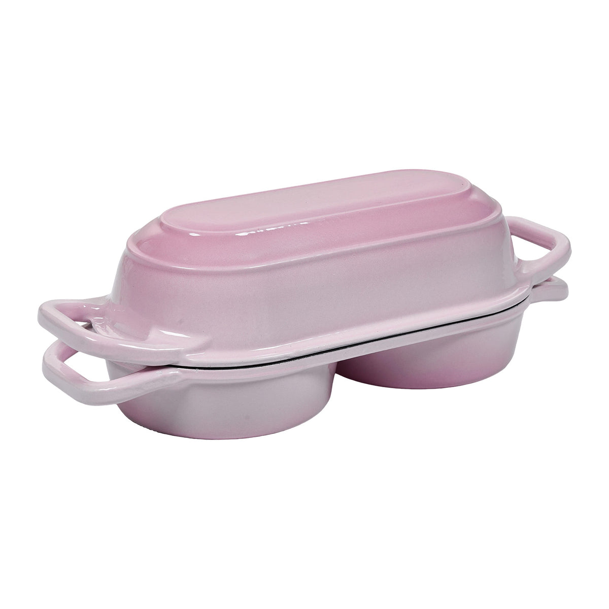 Enamelled Cast Iron Double Loaf Bread Pot With Lid | Pink