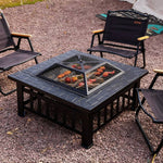 Heavy Duty Outdoor Fire Pit With Mesh Spark Screen And Grill Grate