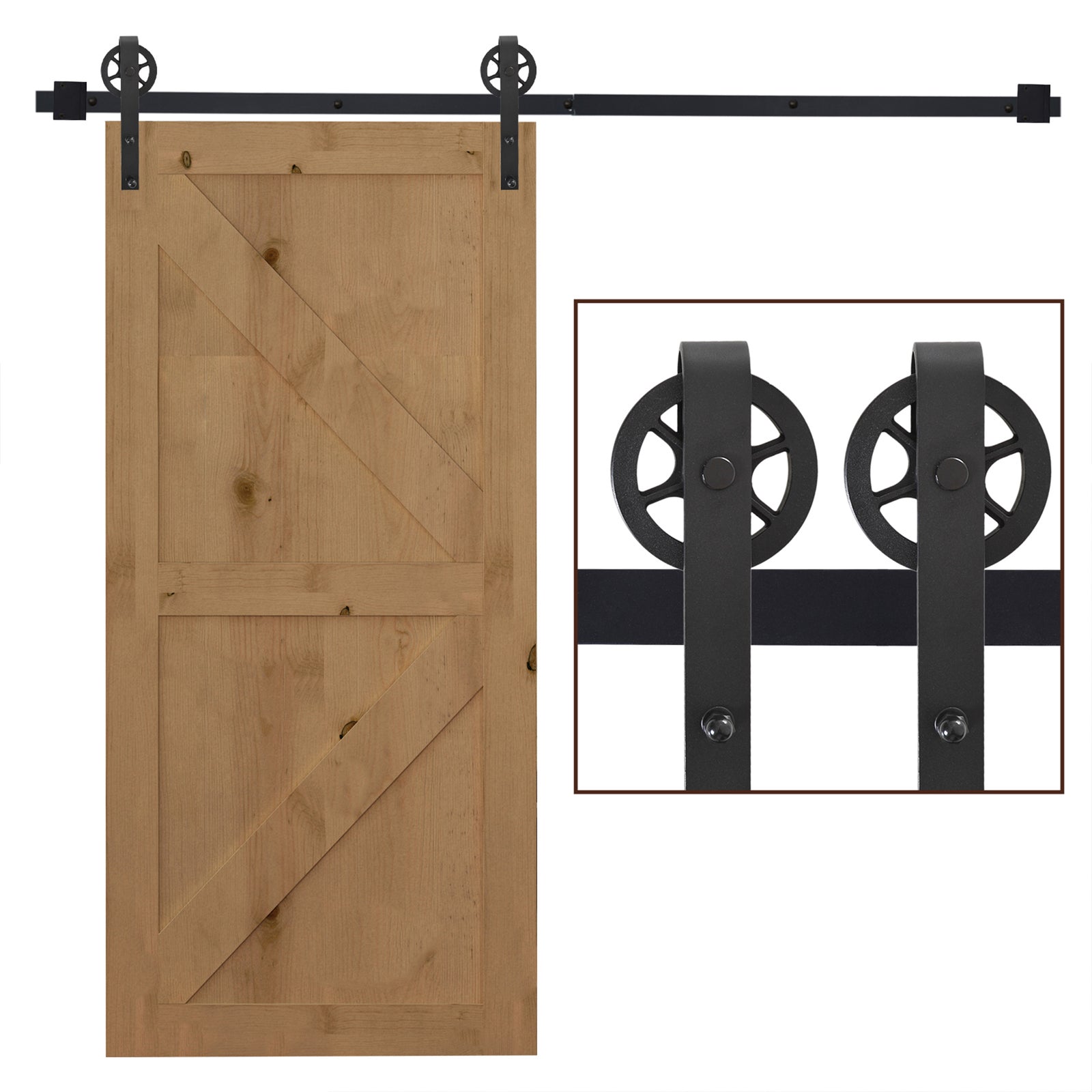 6.6ft Sliding Wood Barn Door Hardware Kits Track Industrial