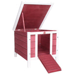 Wooden Rabbit Hutch Bunny Cage Guinea Pig House Pet Habitat Ferret | Red