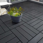 Polydeck Pvc Interlocking Decking Tiles - Black | Set of 24 | Black