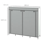 Fabric Wardrobe W/ 12 Shelves 2 Hanging Rails Foldable Closets