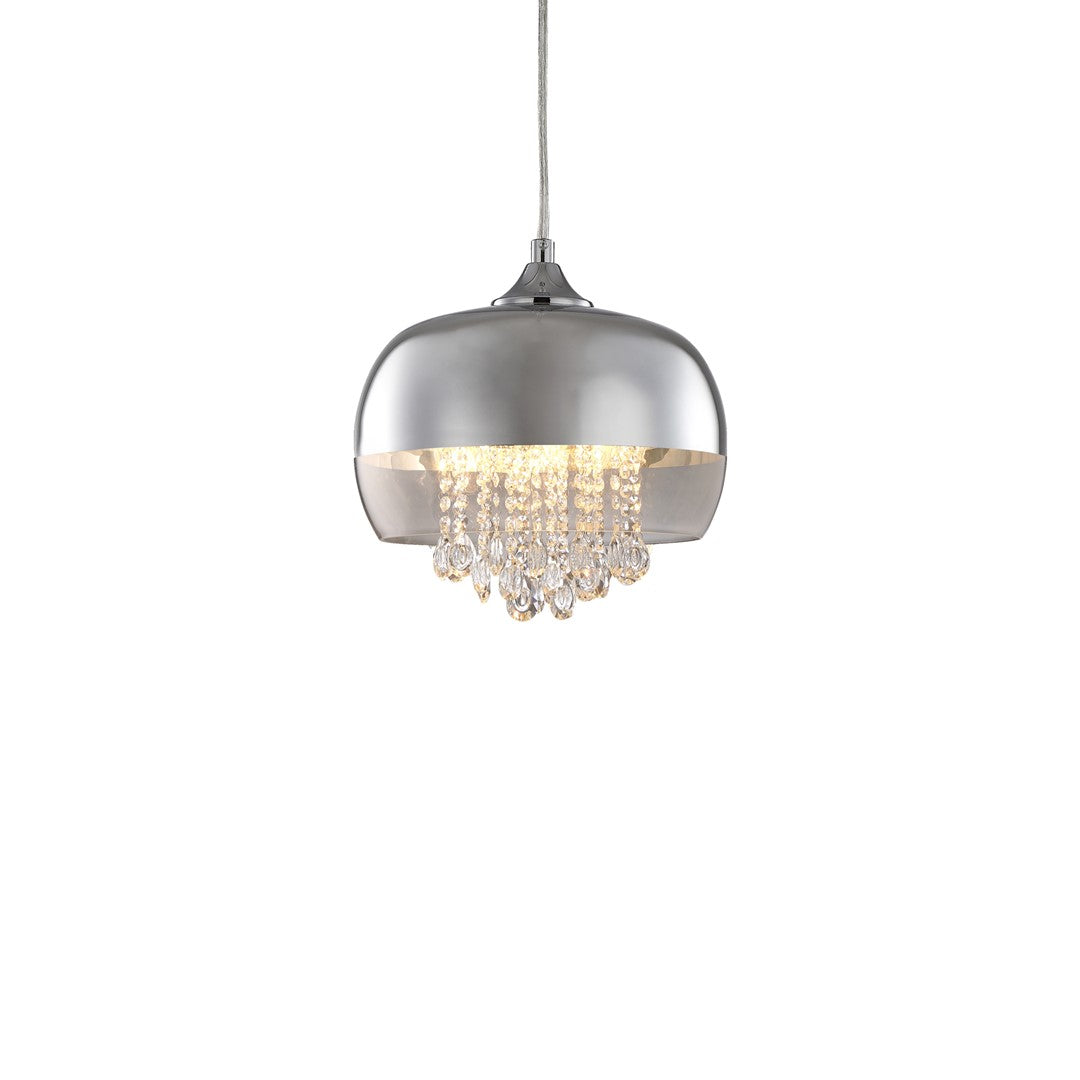 Luna Pendant 21cm 1xe14 Designer Light Crafted From A Chrome Fitting And Glass Shades With Suspended Crystals