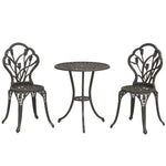 3 Piece Patio Bistro Set, Aluminium Garden Table And Chairs | Bronze