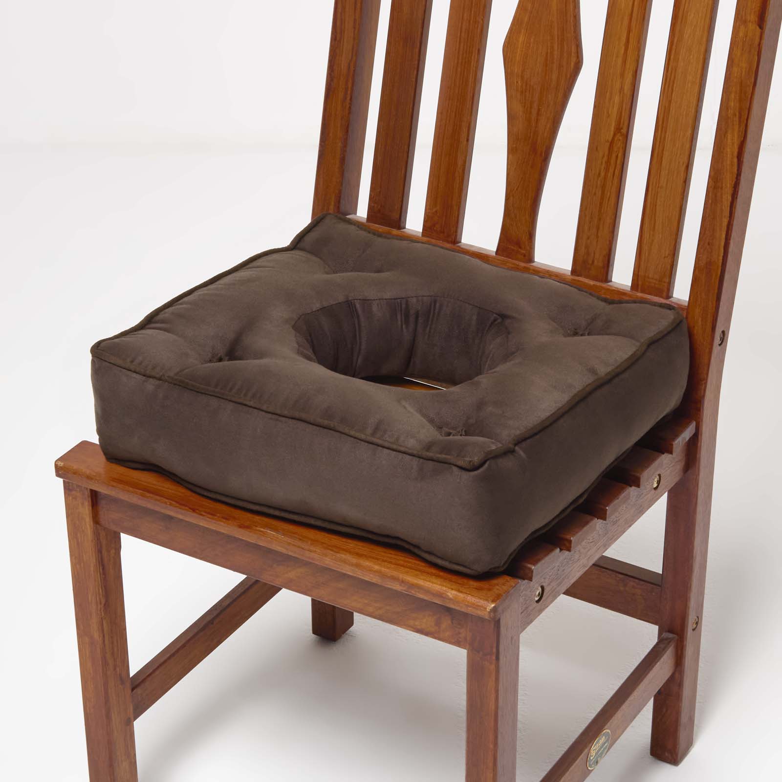 Faux Suede Coccyx Dining Chair Cushion With Ties | 40cm x 40cm | Brown