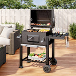 Outdoor Charcoal Bbq Grill With Portable Trolley Garden Grill