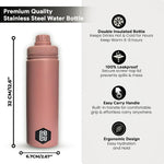 800ml Insulated Stainless Steel Water Bottle Magnetic Phone Holder | Pink