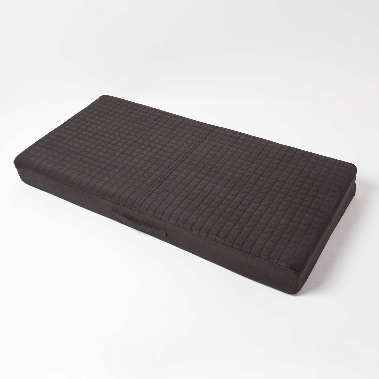 Quilted Polyester 2 Seater Orthopaedic Booster Cushion Cover | 50cm x 100cm | Black