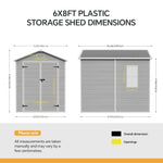 6x8 Ft Outdoor Garden Plastic Storage Shed | Grey