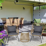 3 Pcs Webbed Pe Rattan Outdoor Patio Set W/ Cushions | Coffee