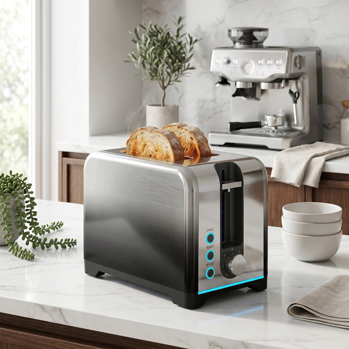 Toaster With 7 Browning Levels, Reheat, Defrost And Cancel | M | Black