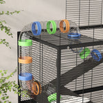 Pawhut Hamster Cage, 5 Tier Gerbil Cage On Wheels With Storage Shelf