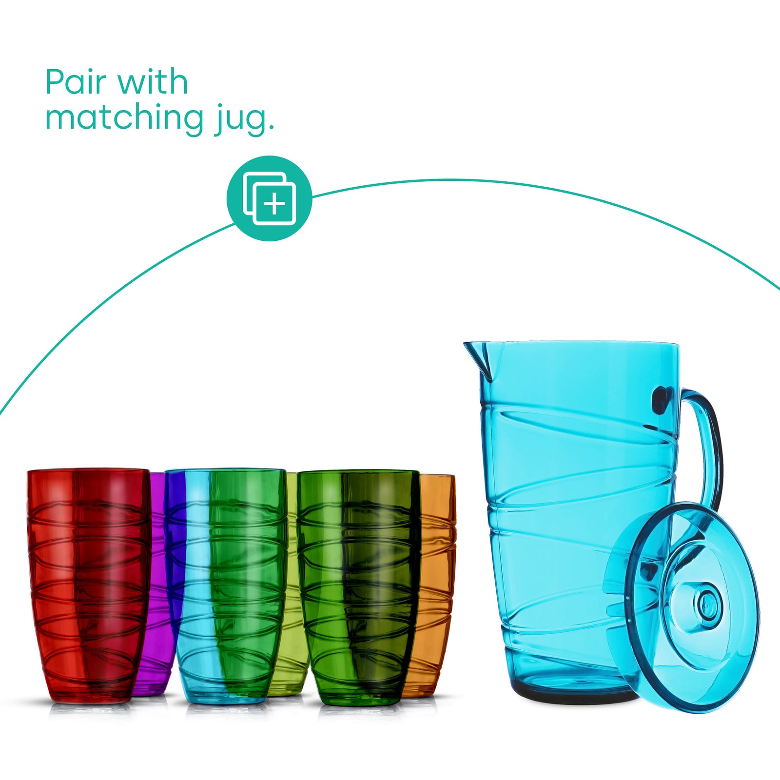 Swirl Multicolour Plastic Tumbler Set Of 6