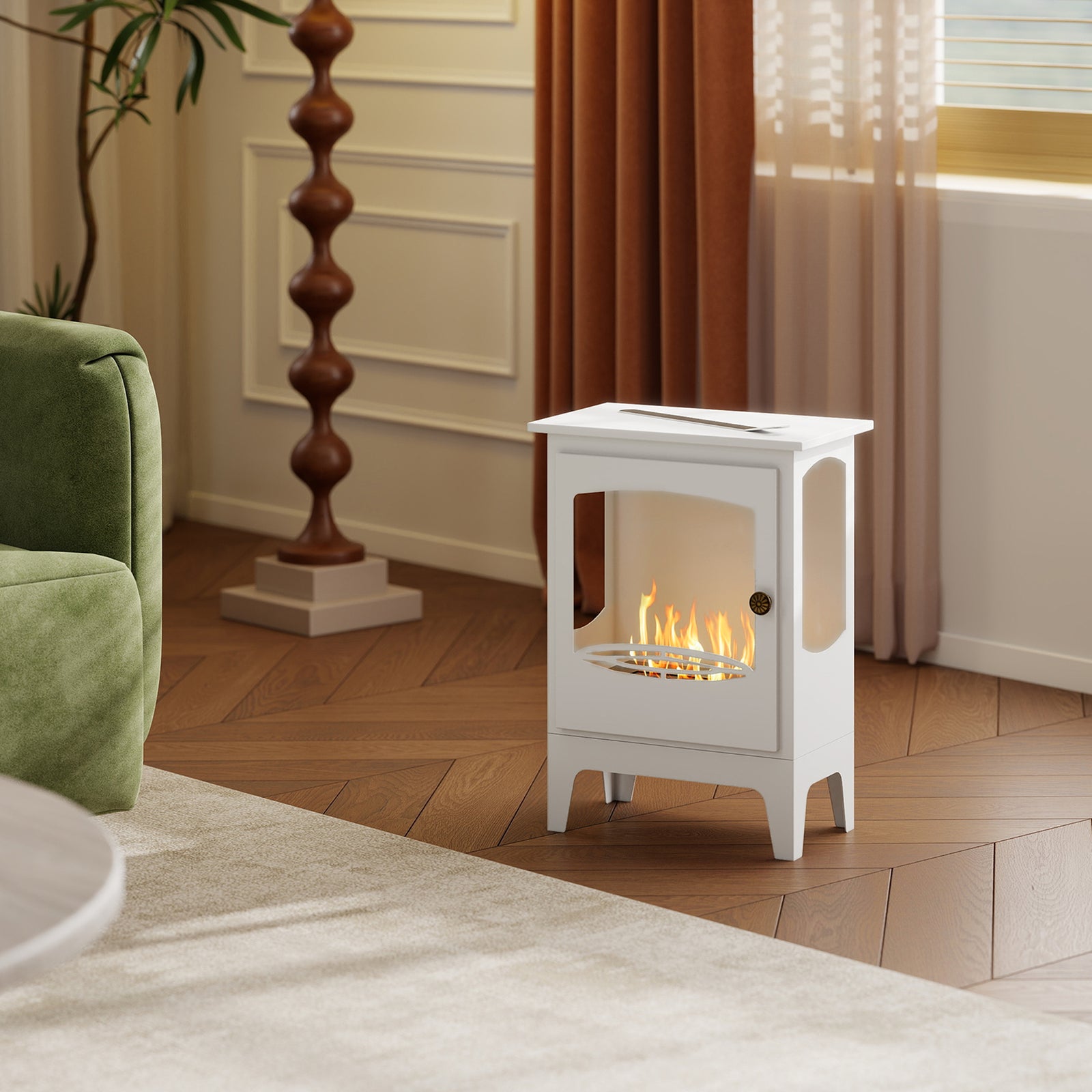 Freestanding Bioethanol Fireplace Ethanol Fireplace Stove | White