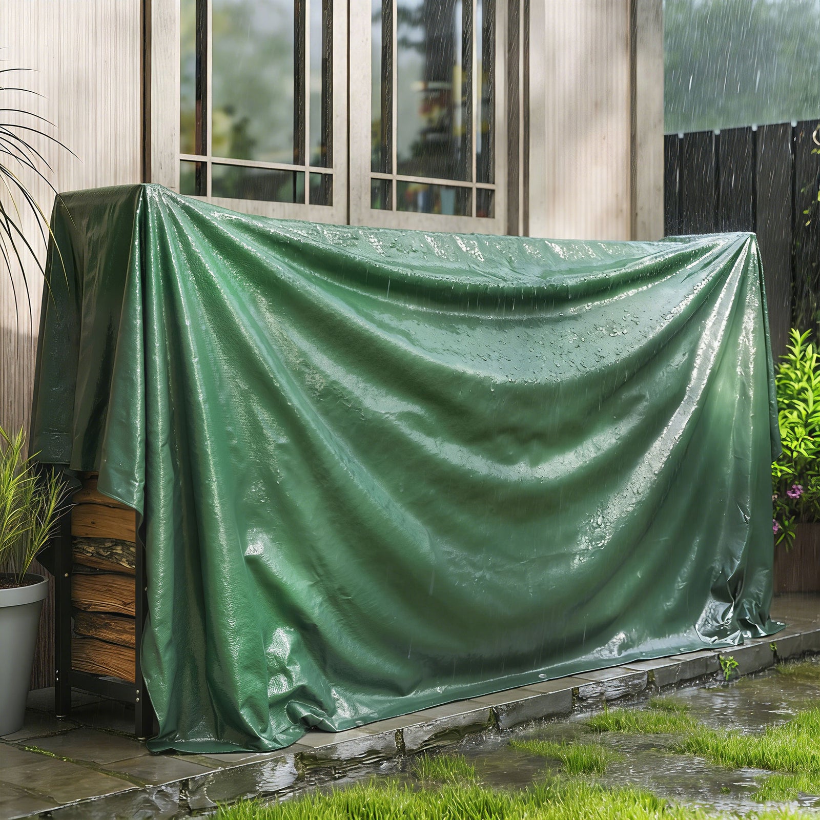 Waterproof Tarpaulin, 90gsm Tear-resistant Pe Tarp | M | Green