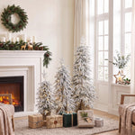 HOMCOM Prelit Flocked Artificial Christmas Tree Set Of 3, 3ft/4ft/5ft