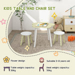 Kids Table And Chair Set, Flower Design, For Ages 2-5 Years - Green