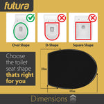 Toilet Seat Soft Close Oval Shape, Premium Thermoplastic, Quick Release, Top & Bottom Fixings | Black
