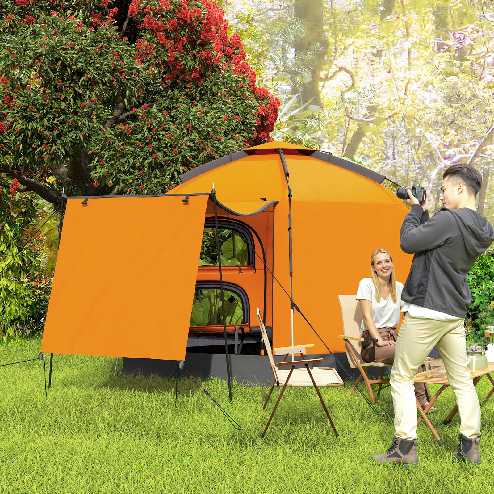 2-4 Person Tent, Instant Pop Up Camping Tent | Orange