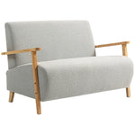 2 Seater Sofa, Fabric Modern Loveseat For Living Room | Light Grey