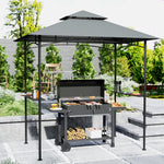 8' X 5' Grill Gazebo, Double Tiered Outdoor Bbq Shelter | Dark Gray