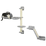Cat Wall Furniture W/ Hammock, Platforms, Ladder, Scratching Post - Grey
