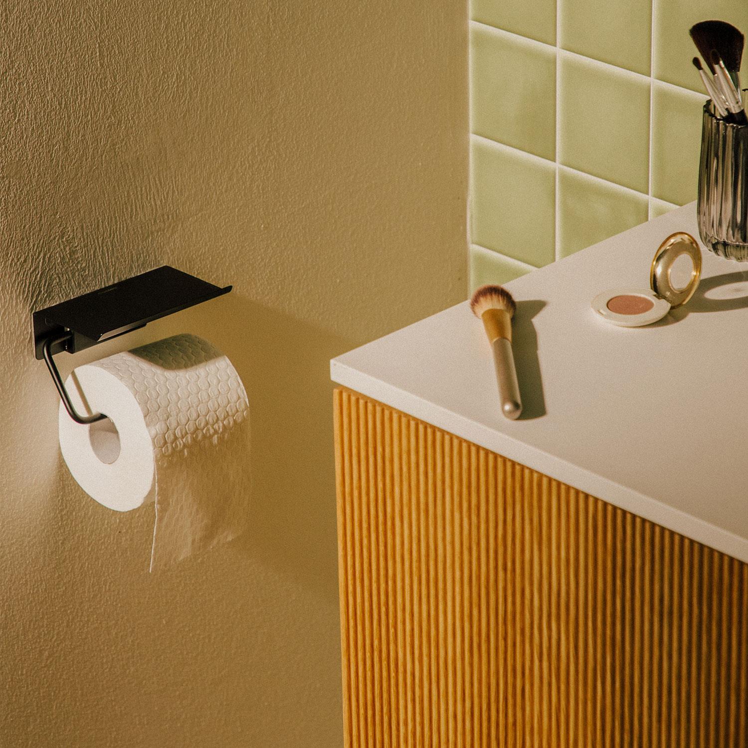 Toilet Roll Holder With Lid Screw-in Or Self-adhesive Chrome Silver Next