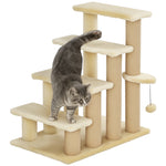 PawHut Pet Stairs With 4-step Stair, Scratching Posts, Platforms, Toy Ball