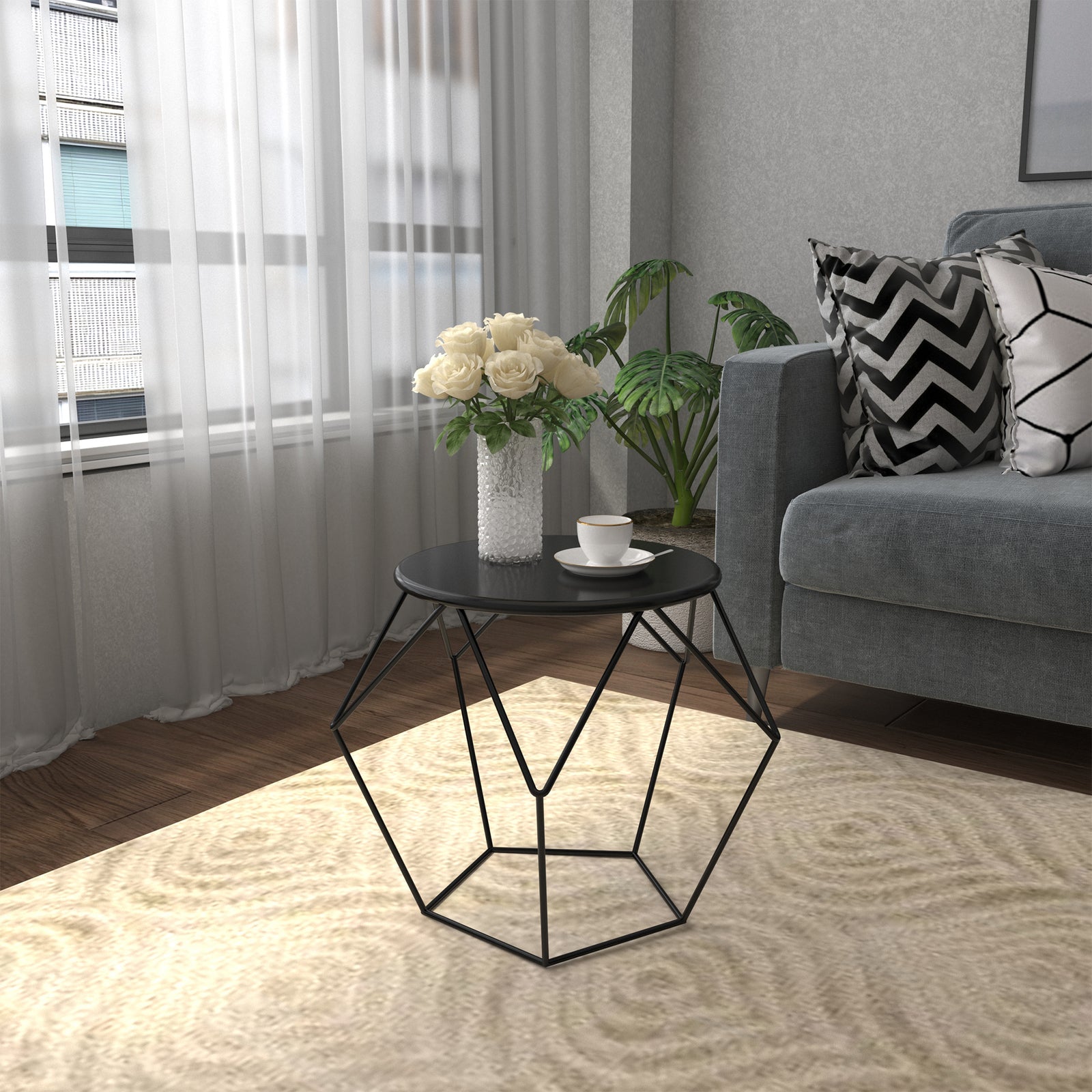 Coffee Table, Nordic Style, Steel Frame