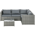 3pcs Rattan Dining Sofa Set Table Garden Furniture Outdoor | Gray